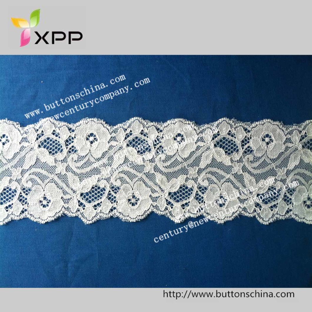 Hot Sale Jacquard White Nylon Stretch Elastic Lace