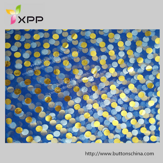 Mesh Fabric with DOT Printed Blue with Gold DOT