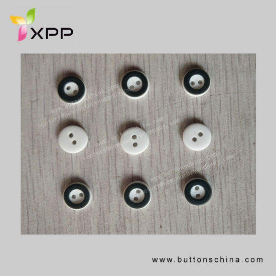 2h 11.5mm White with Black Two Color Plastic Button