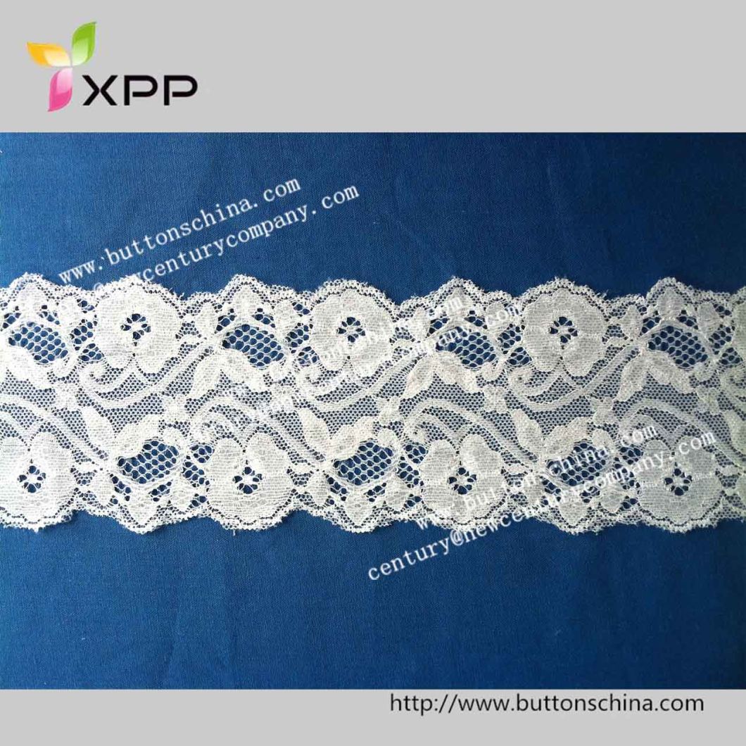 Hot Sale Jacquard White Nylon Stretch Elastic Lace