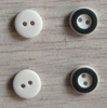 2h 11.5mm White with Black Two Color Plastic Button