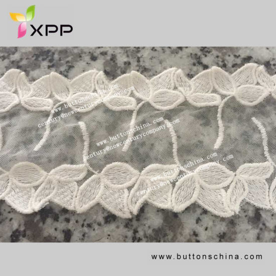 3D Fashion Embroidery Net Lace for Garment Withe off Color