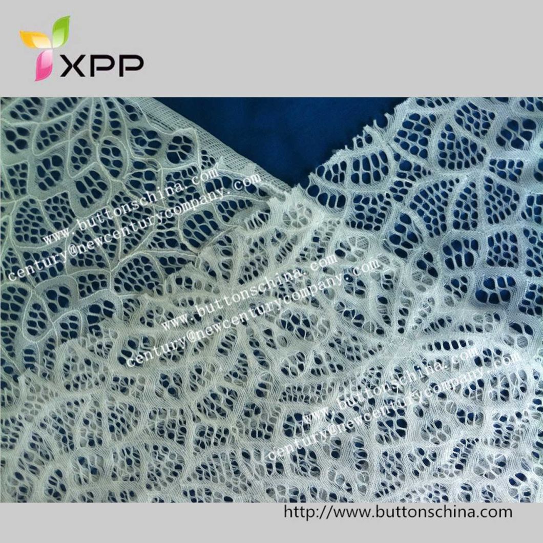 Fashion Beautful Webbing Fabric Lace for Cloth Covering Cotton/Spandex Yarns