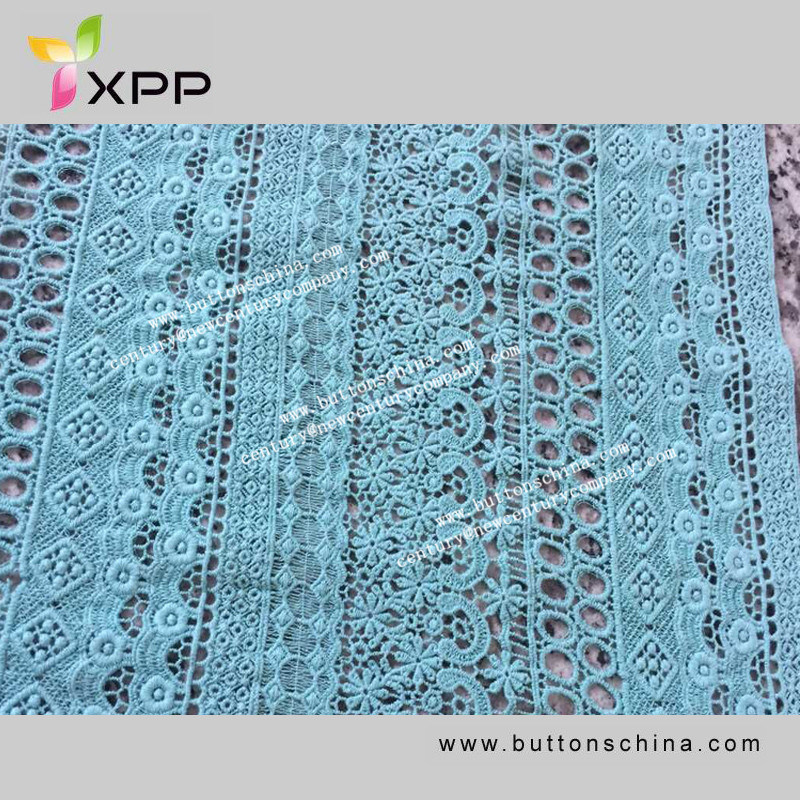 2019 New Style 100% Cotton Water-Solute Lace Fabric Blue