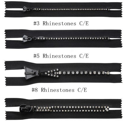 Top Quality Rhinestones Zipper C/E or O/E