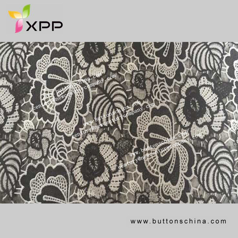 Cotton Water-Solute Lace Fabric with Black Color Popular in 2019